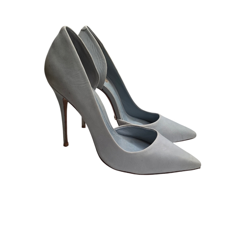 Schutz Rita D'orsay Light Blue Pointy Toe Suede High Heels 6B
